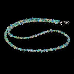 Natural White Ethiopian <b>Opal</b> <b>Necklace</b> with Uncut Drilled Beads 3-4mm Size Irregular Shape 16" Inches - Product Image 2