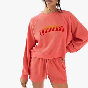 Conjunto de 2 Piezas Personalizado para Mujer, Sudadera y Pantalones Cortos de Verano, con Bordado de Encaje, 100% Algodón, Secado Rápido y Transpirable - Product Image 1