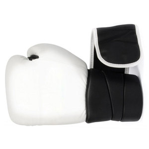Gants de boxe unisexes en cuir blanc, à lacets, avec sangle de poignet réglable, gants d'entraînement à doigts entiers avec logo personnalisable pour adultes - Product Image 4