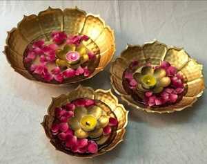 Traditional Handcrafted Metal Diya Shape Flower Urli Bowl for Floating Flowers Tea Lights and Festive Decor - Product Image 6
