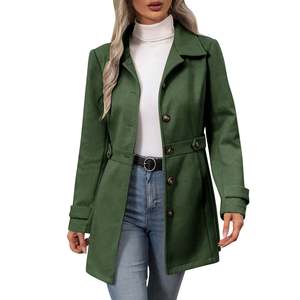 Manteau trench pour femme, double boutonnage, ceinturé, long, élégant, coupe-vent automne-hiver, personnalisé - Product Image 3