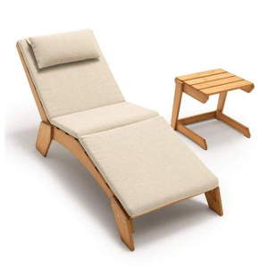 Sun lounger for relaxing made of teak wood with soft and durable foam, suitable for the beach, equipped with a <b>small</b> <b>table</b> - Product Image 2