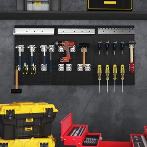 Kit de panneaux perforés métalliques robustes à fixer au mur avec 3 panneaux pour garage, atelier, maison, bureau ou salle de bain - Product Image 6