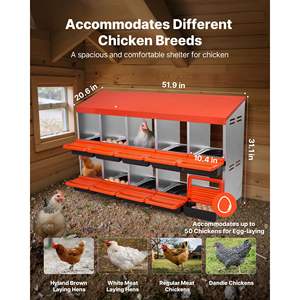 Cajas de Anidación de Metal de 2 Niveles para Gallinas, Aves de Corral, 10 Compartimentos, Fácil Montaje, Tapas de Recolección - Product Image 2