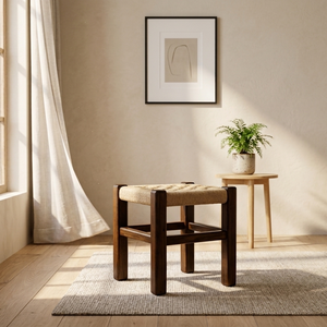 Jin Eco-Friendly Durable Minimalist Teak Wood <b>Stool</b> Handcrafted Indoor Accent Furniture Matte Natural Coating Residential - Product Image 1