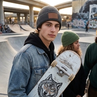 Gorro de Punto Personalizado OEM, Gorro de Invierno Premium con Borde, Suave, 100% Acrílico, Cálido, Informal, para Viajes al Aire Libre, Unisex, Bordado 3D