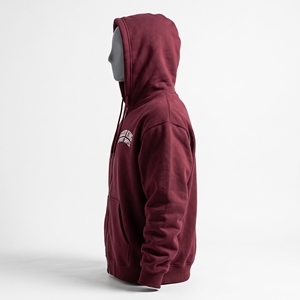 Chaqueta con capucha y cremallera para hombre, color rojo vino, con letras impresas personalizadas, sudadera gruesa de forro polar, ropa exterior con cremallera completa, proveedor mayorista - Product Image 2