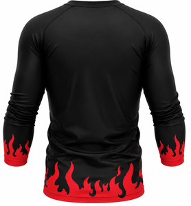 Free Fight Industry Men's Short Sleeve UPF50+ Breathable Rash Guard Black Red <b>Flame</b> Print Quick Dry Compression <b>Shirt</b> - Product Image 2