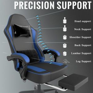Sedia da Gaming Ergonomica con Pelle PU Traspirante e Poggiapiedi con Cuscino a Molle Insacchettate - Product Image 6