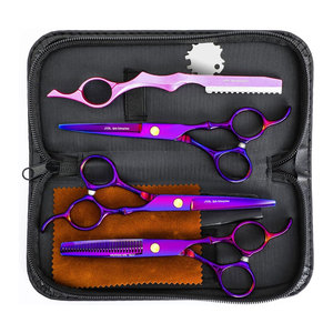 Tijeras de peluquería de peluquero Tijeras de adelgazamiento Juegos de tijeras de corte de pelo profesional Acero inoxidable Púrpura - Product Image 1