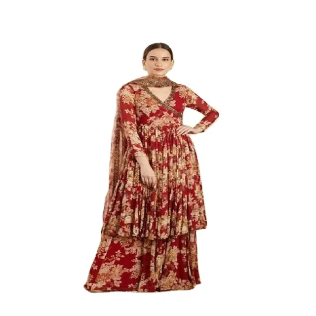 Vestido largo indio de diseño paquistaní, Anarkali, bordado, Georgette, Salwar, Mejor Diseño, Super calidad