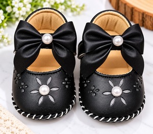 Zapatos Planos con Lazo para Bebés, Punta Cerrada, Parte Superior de Tela, Suela Suave Antideslizante, Zapatos de Princesa para Niñas, Verano e Invierno - Product Image 1