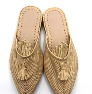 Handmade Raffia <b>Slippers</b>, Moroccan Summer Sandals - Product Image 4