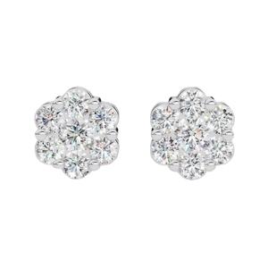 Élégantes boucles d'oreilles clous en diamant de laboratoire taille ronde, en or 14 carats, offrant une étincelle radieuse et un style intemporel et sophistiqué. - Product Image 1
