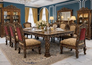 High Quality Luxury Hand-Carved Teak <b>Wood</b> <b>Dining</b> Set Buy <b>Dining</b> Chairs Maharaja Palace 8-Seater Luxurious Golden <b>Dining</b> <b>Table</b> - Product Image 2