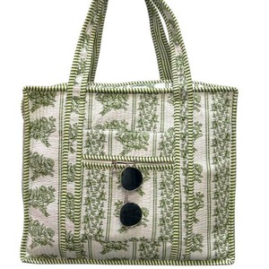 Sac fourre-tout en coton imprimé floral bohème pour femme, style vintage, avec fermeture éclair, pliable, léger, réutilisable, écologique, grand format - Product Image 1
