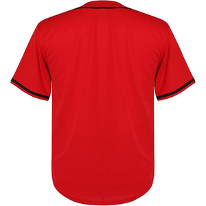 Maillot de baseball classique rouge vif avec bordure noire, chemise entièrement boutonnée, unisexe - Product Image 2