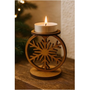 Centro de mesa navideño de madera y metal con diseño de copo de nieve, adorno decorativo para mesa navideña para el hogar, restaurante, hotel, fiesta de Navidad - Product Image 1