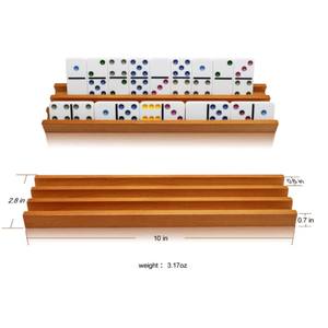 Jeu de dominos premium avec 4 supports en bois, jeu de dominos professionnel double 12 Mexican Train à points colorés pour la famille, les adultes, les enfants, cadeau - Product Image 3