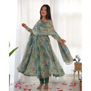 ชุด Anarkali และกางเกงขนาด XS ที่สวยงามพร้อม dupatta สำหรับสวมใส่ในงานปาร์ตี้ - Product Image 3