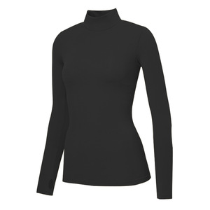 T-shirt de sport pour femme à manches longues et col montant zippé, 100 % polyester, coupe ajustée, respirant, idéal pour le yoga et le fitness (vente en gros, personnalisable) - Product Image 1