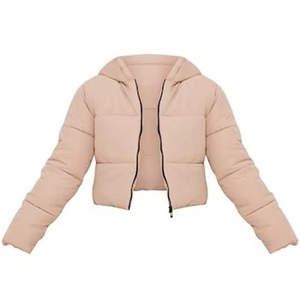 Blouson court matelassé en duvet pour femme, couleur unie, avec logo tricoté et fermeture éclair, idéal pour l'hiver et les activités décontractées en extérieur - Product Image 6