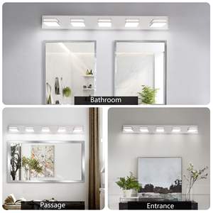Modern Chrome LED Bathroom Vanity <b>Light</b> Sleek Minimalist 5-<b>Lights</b> <b>Wall</b> <b>Sconce</b> Energy-Efficient Easy Install - Product Image 4