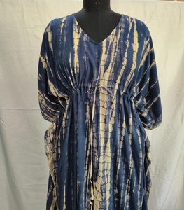 Nuevo Vestido Maxi Kaftan Oversize Tie Dye para Mujer, Estilo Holgado para Vacaciones con Silueta Fluida y Cómodo Kaftan Azul - Product Image 1