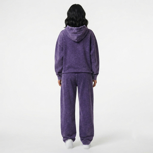 Survêtement en coton délavé pour femme, coupe ample, taille élastique, molleton décontracté, pull d'hiver à manches longues - Product Image 2