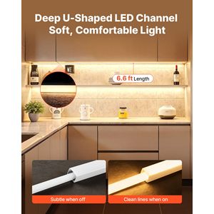 Confezione da 10 Profili LED a U in Alluminio da 2 Metri con Copertura Opaca, Tappi Terminali e Clip di Montaggio per Illuminazione LED - Product Image 2