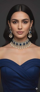 Collar de gargantilla turquesa Kundan Polki al por mayor con gotas de perlas, chapado en oro, joyería nupcial india para mujer - Product Image 6