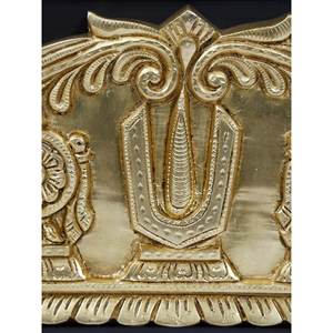 Tenture murale de symboles Vaishnava à cadre en bois de 12 \ "en laiton élégant décor à la maison - Product Image 2