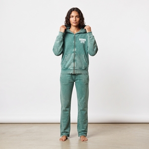 Conjunto Deportivo Vintage para Mujer, Estilo Desgastado con Lavado Ácido, Sudadera con Capucha de Algodón, Pantalones Deportivos con Cierre, Ropa Casual Urbana, Prendas con Logotipo Personalizado - Product Image 3