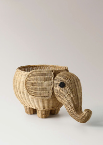 Vintage Elephant Shape Rattan Storage Basket <b>Handmade</b> Wicker Animal Basket For Kids Room Toy Organizer Nursery Home Decor - Product Image 6