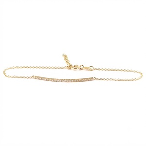 Pulsera de Oro 14K con Diamantes, Joyería Fina Minimalista y Delicada, Diamantes de Laboratorio E VS 0.12ctw HPHT CVD, Pulsera de Eslabones - Product Image 1