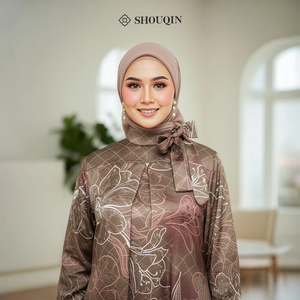Shouqin Ziva - Elegante Vestido Maxi de Satén de Seda con Estampado Floral para Mujer Musulmana, Manga Larga, Abaya Modesta, Ropa Islámica, Jalabiya Antiarrugas - Product Image 1