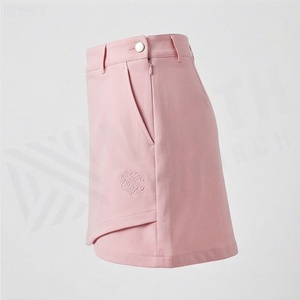 Women's Pink <b>Asymmetrical</b> Mini Skirt With Embroidery Regular Waist Breathable Casual Style All Seasons Woven Fabric - Product Image 4