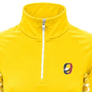 Camiseta Deportiva Amarilla Brillante para Mujer con Cierre de Cremallera, Manga Larga con Inserciones Florales, Ropa de Equitación y Fitness - Product Image 3