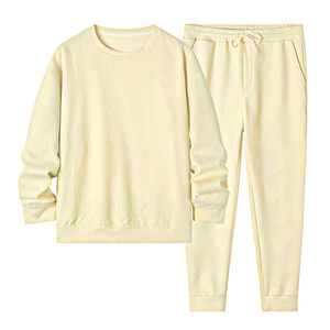 Ensemble de survêtement 2 pièces jaune beurre pour homme – Veste zippée à col rabattable et pantalon de survêtement à cordon de serrage – Décontracté - Product Image 3