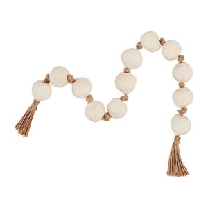 <b>Best</b> Seller Ivory Matte Beaded Garland Large Round Textured Beads With Tassel Farmhouse Home Decor Accent - Product Image 1