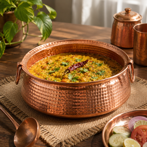 Hammered Pure <b>Copper</b> Uruli Bowl with Ring Handles for Cooking, Serving, Decor Traditional Indian Vessel Handmade <b>Copper</b> Kadhai - Product Image 2