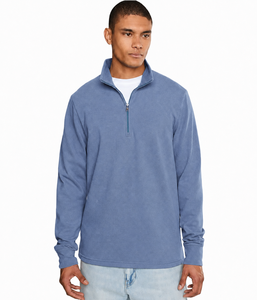 Sweat-shirt personnalisé pour homme, style streetwear, uni, avec fermeture éclair quart de tour, col montant, manches longues, en polaire légère et écologique - Product Image 1