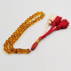 Handmade Resin Islamic Prayer Beads Amber Tone Rosary <b>Bracelet</b> Religious Decorative Gift Round Circular Pattern - Product Image 3