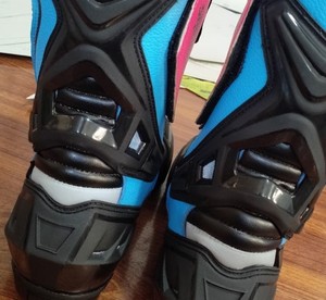 Bottes de moto en cuir véritable, hauteur cheville, bleu rose, fermeture éclair, résistantes à l'abrasion, toutes saisons, homme femme - Product Image 5