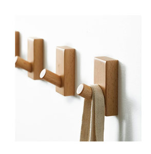 ตะขอแขวนผนังไม้เอนกประสงค์ ที่แขวนเสื้อผ้า ห้องน้ำ ที่แขวนผ้าเช็ดตัว - Product Image 4