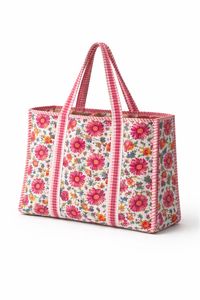 Bolso Tote Acolchado Floral para Mujer, Bolso de Compras de Algodón Acolchado, Bolso de Hombro Hecho a Mano de Gran Capacidad - Product Image 3
