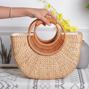 Natural Water Hyacinth <b>Bag</b> for Women Handbaag Handmade in Vietnam Woven Hot Product Wholesale Water Hyacinth Straw Beach <b>Bag</b> - Product Image 5