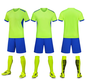<b>White</b> Blue Sublimation Soccer Jersey Set Breathable Polyester Adult <b>Men</b> OEM Service - Product Image 3