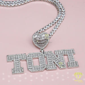 " TONI " <b>Name</b> Necklace Iced Out Moissanite Diamond Pendant Luxury Hip Hop Jewelry With Tennis <b>Chain</b> - Product Image 3