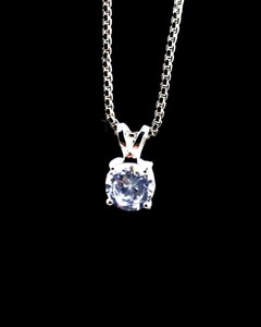 Collier pendentif solitaire classique en CZ, zircone cubique de taille ronde, chaîne en argent, bijoux élégants et minimalistes, cadeau pour femmes - Product Image 5